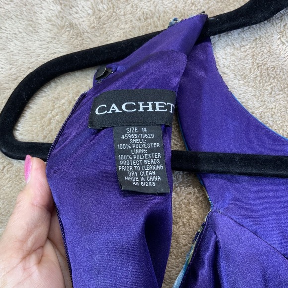 VTG Cache Sz Dress 14 90s Y2k Babydoll Fairy Wedding Formal Prom Gown Beaded - Picture 7 of 10